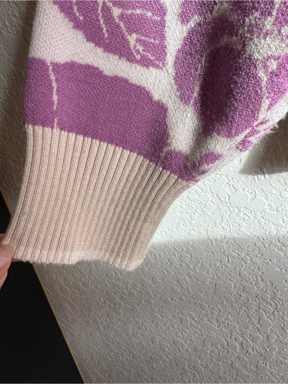 Anthropologie Maeve Montana Floral Mock-Neck Half-Zip Knit Sweater Lilac Cream - Picture 4 of 9